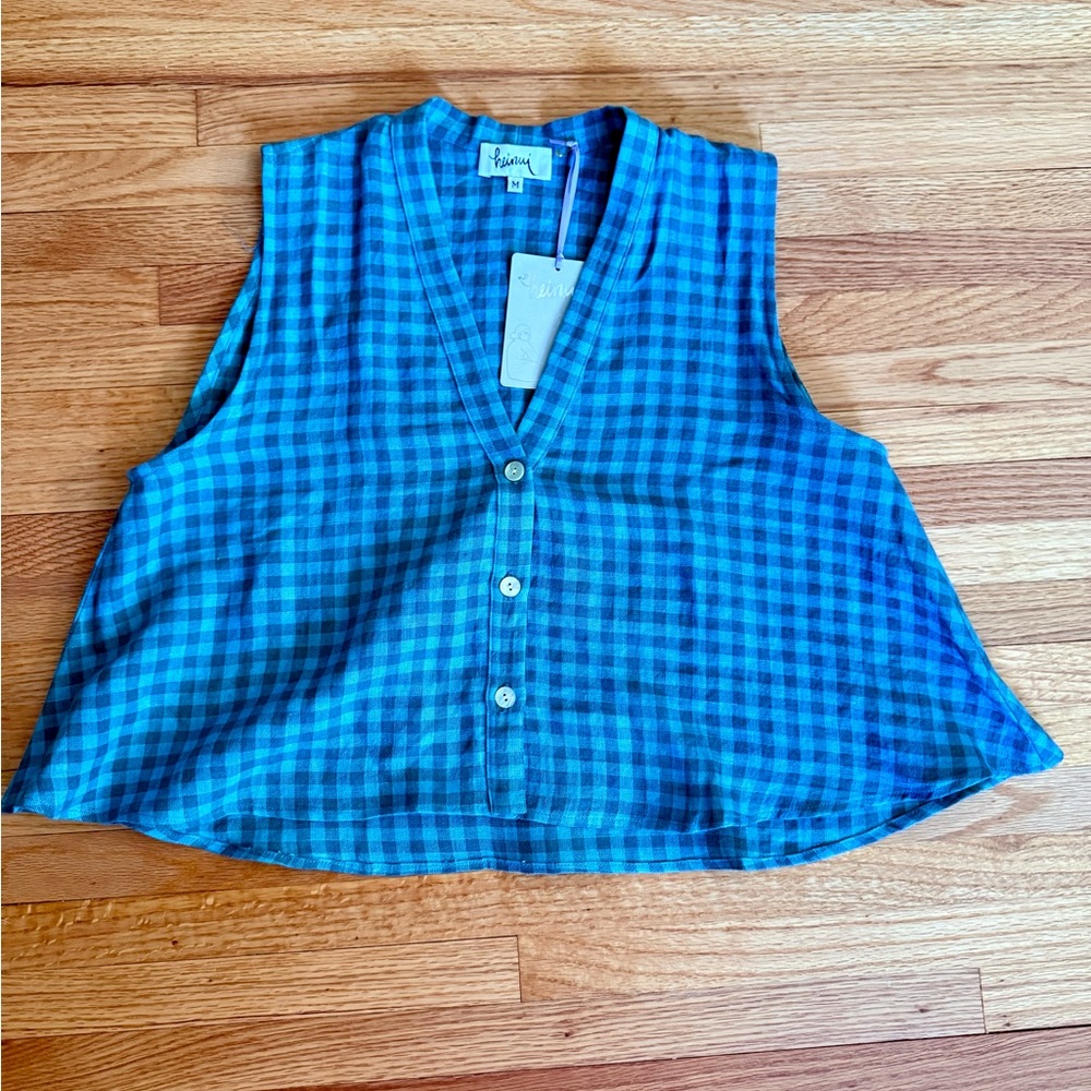 Heinui Oli Blouse in Turquoise Gingham